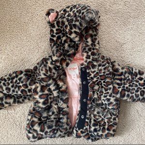Cat & Jack Cheetah Print Fuzzy Coat for Baby Girl, 12 Months